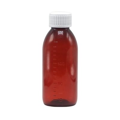 150 ml/150cc/5 oz PET lege bruine/amber/transparante siroopfles met manipulatiebestendige schroefkap