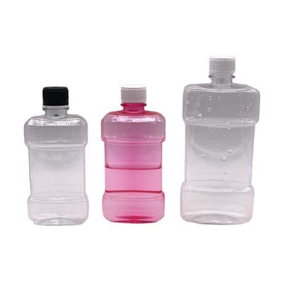 Schermdruk 500 ml PET unieke vorm Vloeibare mondwater Plastic fles met schroefdop