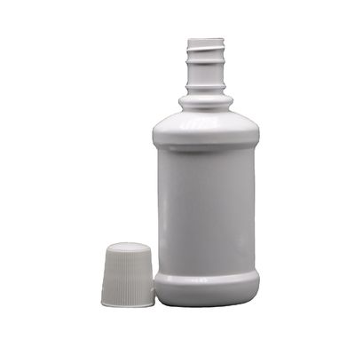 Witte lange nek PET plastic mondwaterfles met 250 ml capaciteit en schermdruk