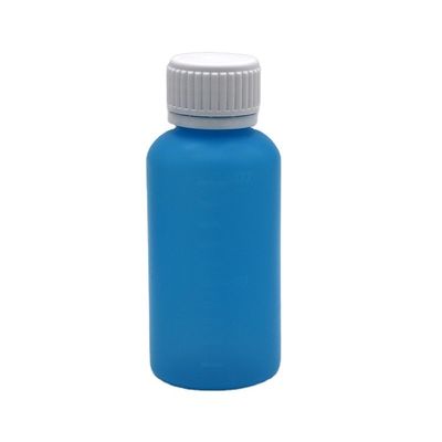 Aanpasbare kleur HDPE 100 ml vloeibare lege plastic fles met schaal en veiligheidsdoek