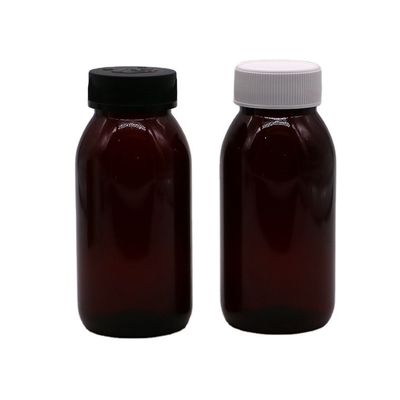 Klitsbare 180 ml PET ronde steriele hoestsiroop orale vloeistoffffles met kinderbeschermingsdop
