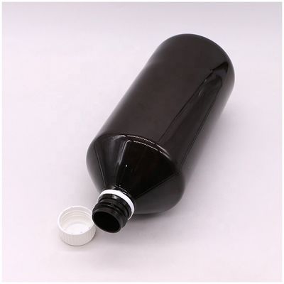 Donkerbruin Translucent PET 1000 ml vloeibare medicijnfles met 28 mm kap tegen verval