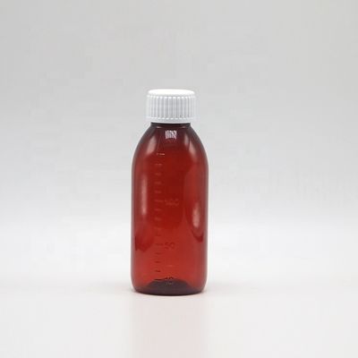 150 ml/150cc/5 oz PET lege bruine/amber/transparante siroopfles met manipulatiebestendige schroefkap
