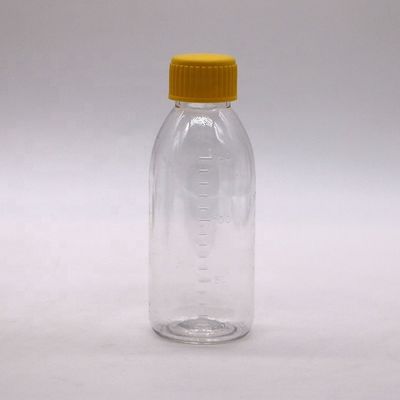 150 ml/150cc/5 oz PET lege bruine/amber/transparante siroopfles met manipulatiebestendige schroefkap