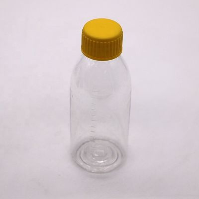 150 ml/150cc/5 oz PET lege bruine/amber/transparante siroopfles met manipulatiebestendige schroefkap