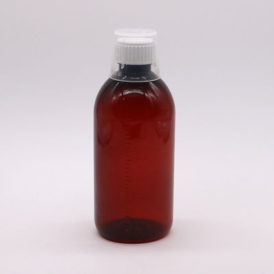 Lichaamsmateriaal PET 300 ml PET lege hoestsiroopfles met schaal en manipulatiebestendige dop