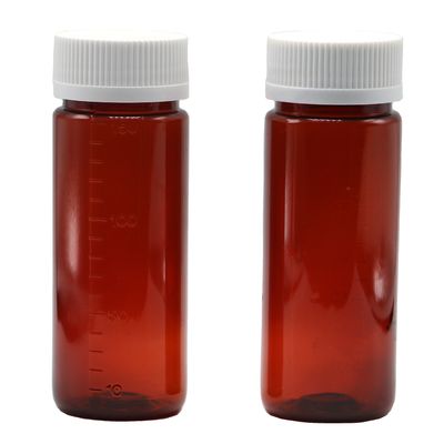 SCREW CAP 150 ml bruine PET-fles voor plastic vloeistof supplement en kinderbeschermingsdeksels