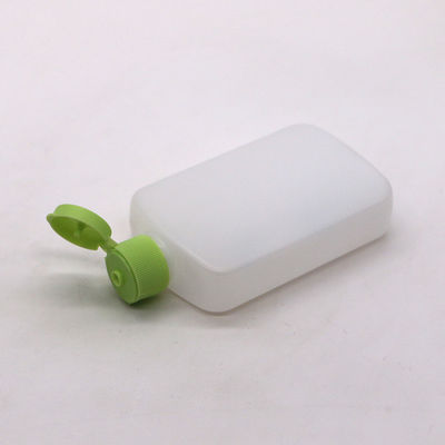 120 ml HDPE Flat Square Cosmetic Flask met aangepaste kleur en Spiral Flip-Over Deksel