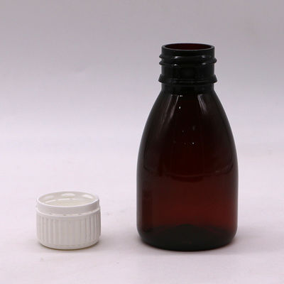 Persoonlijke kleuren 100 ml PET Amber Plastic Oral Liquid Drug-Grade Flasje met Safety Cap
