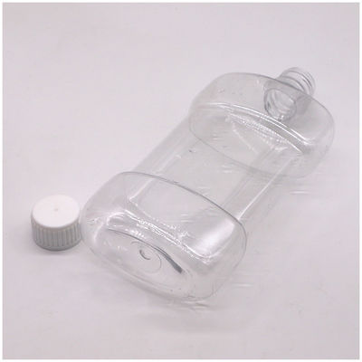 Schermdruk 500 ml PET unieke vorm Vloeibare mondwater Plastic fles met schroefdop