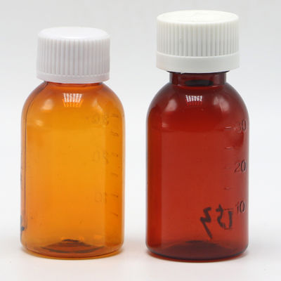 GMP Farmaceutische 30 ml PET Amber Plastic Vloeibare Fles met Tamper Proof Schroefkap