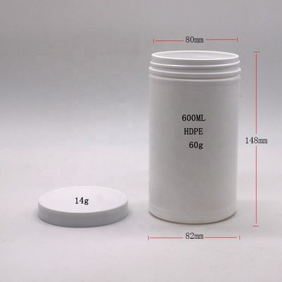600 ml 20 oz PET lege HDPE rechte ronde plastic poeder medicijn containers met schroefdop