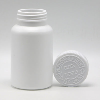 Gepersonaliseerd logo Acceptabel 225 ml HDPE drugsschutter Witte plastic fles met CRC-kap