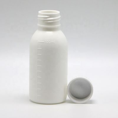 30 mL/50 mL/100 mL PP witte vloeibare medicijnfles met geschaald lichaam en schermdruk