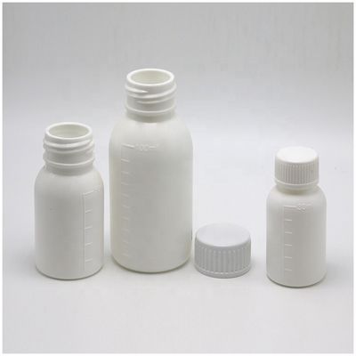 30 mL/50 mL/100 mL PP witte vloeibare medicijnfles met geschaald lichaam en schermdruk