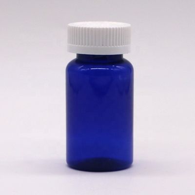 2OZ/60ml/CC Blauwe plastic capsulefles met schroefdop PET materiaal 32mm nekgrootte
