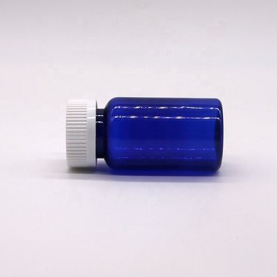 2OZ/60ml/CC Blauwe plastic capsulefles met schroefdop PET materiaal 32mm nekgrootte