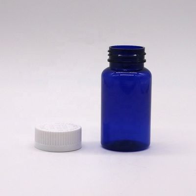 2OZ/60ml/CC Blauwe plastic capsulefles met schroefdop PET materiaal 32mm nekgrootte