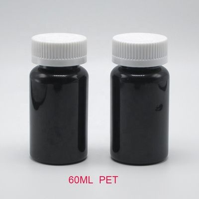 2OZ 60ML PET Amber Zwarte Plastic Flasje met CRC Deksel voor Medische Supplementen Verpakking