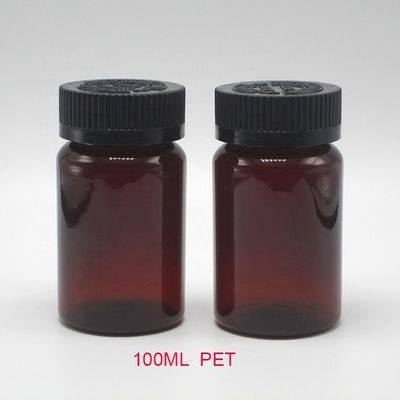 2OZ 60ML PET Amber Zwarte Plastic Flasje met CRC Deksel voor Medische Supplementen Verpakking