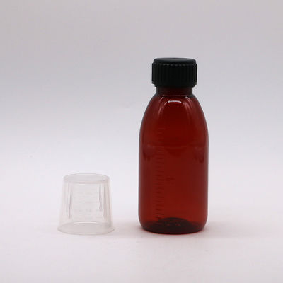 120 ml Amber Oval Recept Fles Kinderbeschermingsdop PET-materiaal voor Aasstroop