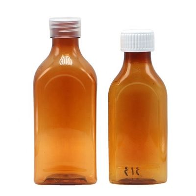 Schroefkap 240 ml PET orale vloeistof plat vierkant fles voor kinderveiligheid en medische vloeistof