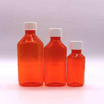 Persoonlijke kleur doorzichtige PET-plastic orale vloeibare siroopfles met meetschaal