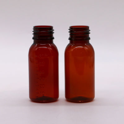 60 ml Ronde Amber Recept Apotheek PET Vloeibare Geneesmiddelen Scaled Container met deksel