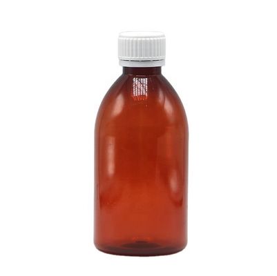 250 ml Ronde Amber Recept Apotheek PET Vloeibare Geneesmiddelen Scaled Container met deksel