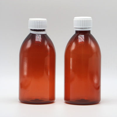 250 ml Ronde Amber Recept Apotheek PET Vloeibare Geneesmiddelen Scaled Container met deksel