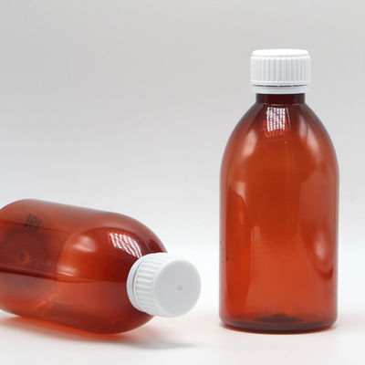 250 ml Ronde Amber Recept Apotheek PET Vloeibare Geneesmiddelen Scaled Container met deksel
