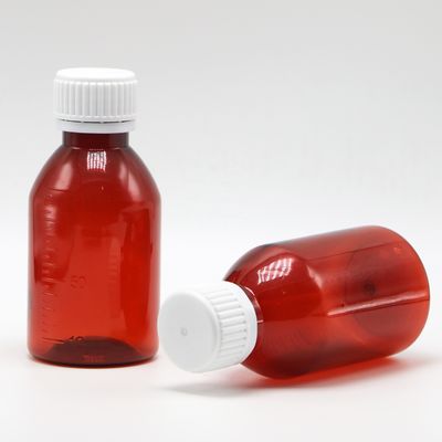 Gepersonaliseerd logo Farmaceutische kwaliteit 100 ml PET Hoest siroop fles met schroefdop