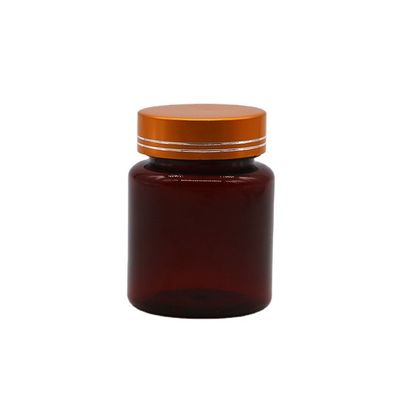 PET 100cc Amber/Brown Ronde plastic fles met aluminium deksel voor capsule/pil