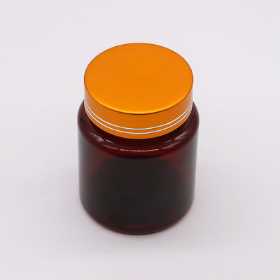 PET 100cc Amber/Brown Ronde plastic fles met aluminium deksel voor capsule/pil