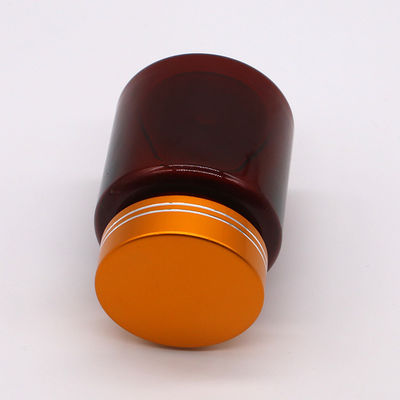 PET 100cc Amber/Brown Ronde plastic fles met aluminium deksel voor capsule/pil