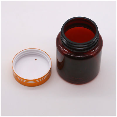 PET 100cc Amber/Brown Ronde plastic fles met aluminium deksel voor capsule/pil