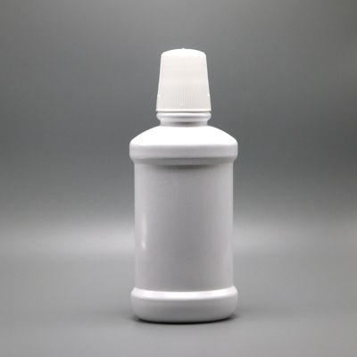 Witte lange nek PET plastic mondwaterfles met 250 ml capaciteit en schermdruk
