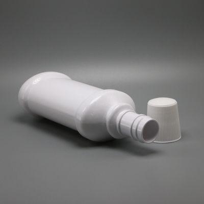Witte lange nek PET plastic mondwaterfles met 250 ml capaciteit en schermdruk