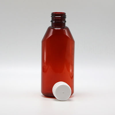 200 ml ovaal Amber Recept Apotheek PET Vloeibare Geneesmiddelen Container met deksel en schaal