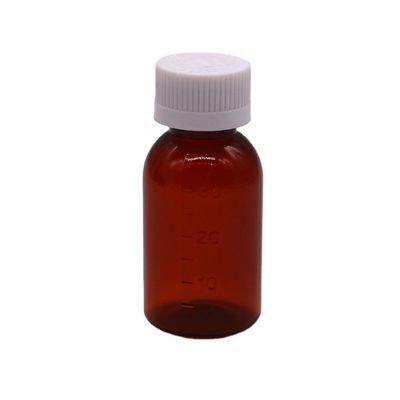 30 ml PET Amber Plastic Syrup Vloeibare Fles met Tamper Proof Screw Cap Body Material PET