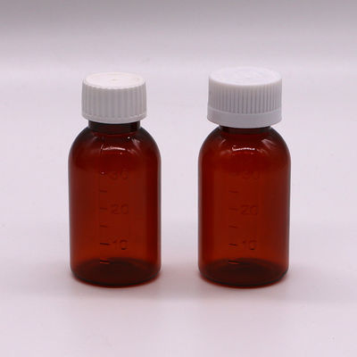 30 ml PET Amber Plastic Syrup Vloeibare Fles met Tamper Proof Screw Cap Body Material PET