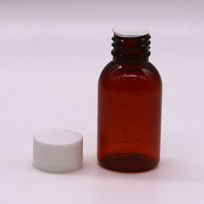 30 ml PET Amber Plastic Syrup Vloeibare Fles met Tamper Proof Screw Cap Body Material PET