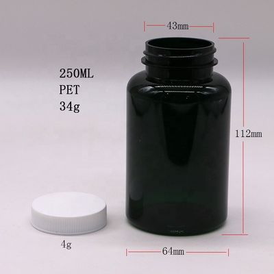 250 ml aanpasbare medicinale PET-plastic fles voor pilcapsules in matte/vrieskleur