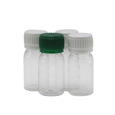 30 ml witte PET orale vloeistof fles met veiligheidskap en schermdruk
