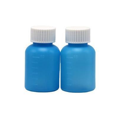 Industriële geneeskunde 60 ml HDPE-siroopfles Wit/blauw Ondraagbaar Anti-UV