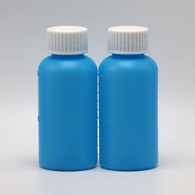 Industriële geneeskunde 60 ml HDPE-siroopfles Wit/blauw Ondraagbaar Anti-UV