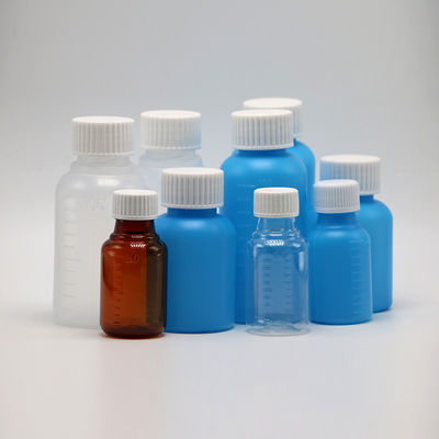 Industriële geneeskunde 60 ml HDPE-siroopfles Wit/blauw Ondraagbaar Anti-UV