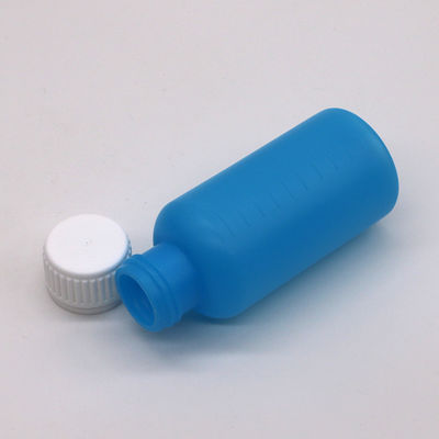 Aanpasbare kleur HDPE 100 ml vloeibare lege plastic fles met schaal en veiligheidsdoek
