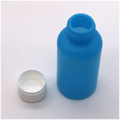 Aanpasbare kleur HDPE 100 ml vloeibare lege plastic fles met schaal en veiligheidsdoek