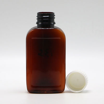 100cc PET Amber/Orange Maple Hoest siroop fles met CRC cap en warmte afdichting
